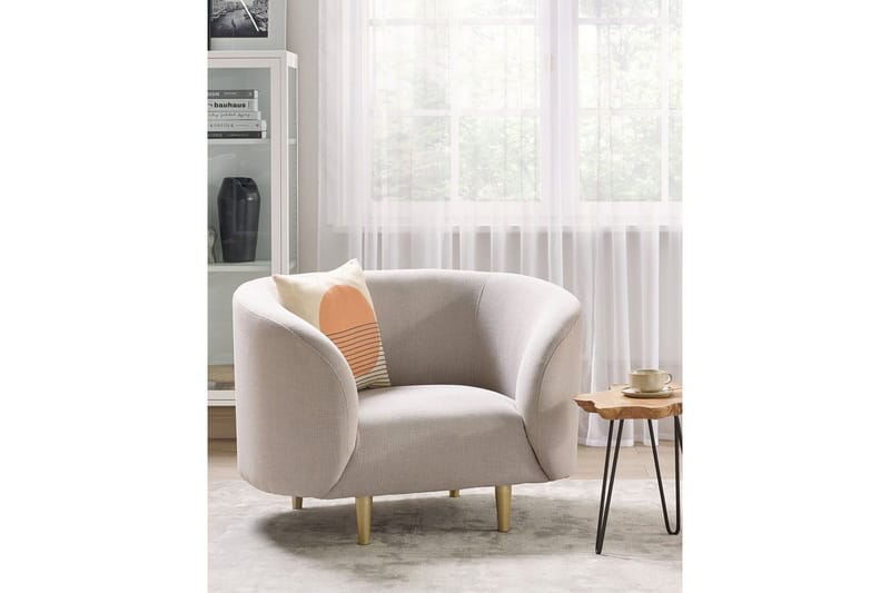 Nojatuoli Loen - Beige, kulta/polyesteri - Huonekalut - Tuoli & nojatuoli - Nojatuoli & lepotuoli