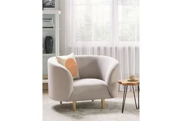 Nojatuoli Loen - Beige/kulta/polyesteri - Huonekalut - Tuoli & nojatuoli - Nojatuoli & lepotuoli - Klubituolit