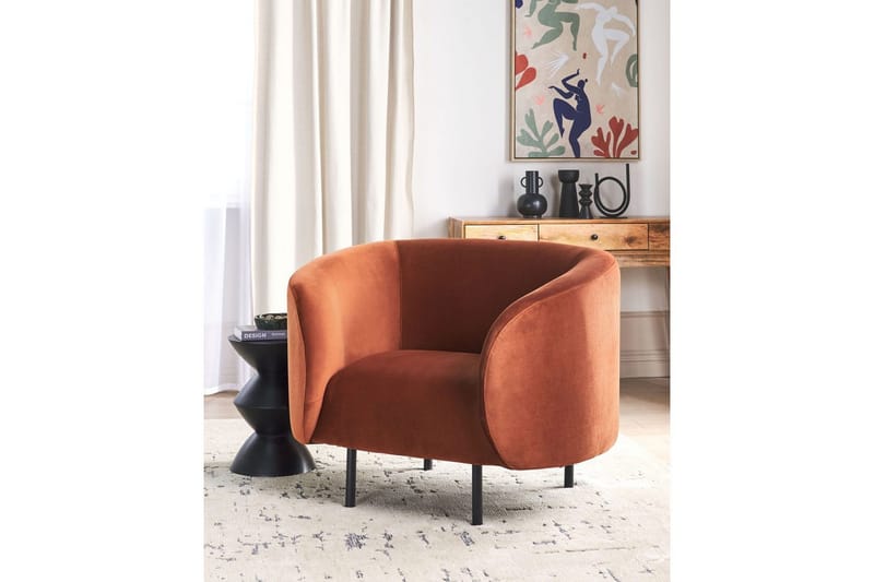 Nojatuoli Loen - Oranssi, musta/Sametti, Oranssi, musta/sametti - Huonekalut - Tuoli & nojatuoli - Nojatuoli & lepotuoli