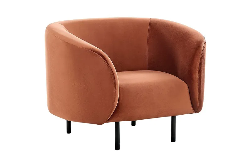 Nojatuoli Loen - Oranssi, musta/Sametti, Oranssi, musta/sametti - Huonekalut - Tuoli & nojatuoli - Nojatuoli & lepotuoli