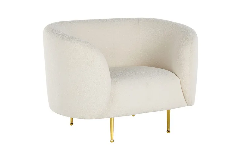 Nojatuoli Loen - Valkoinen, kulta/Bouclé, Valkoinen, kulta/bouclé - Huonekalut - Tuoli & nojatuoli - Nojatuoli & lepotuoli