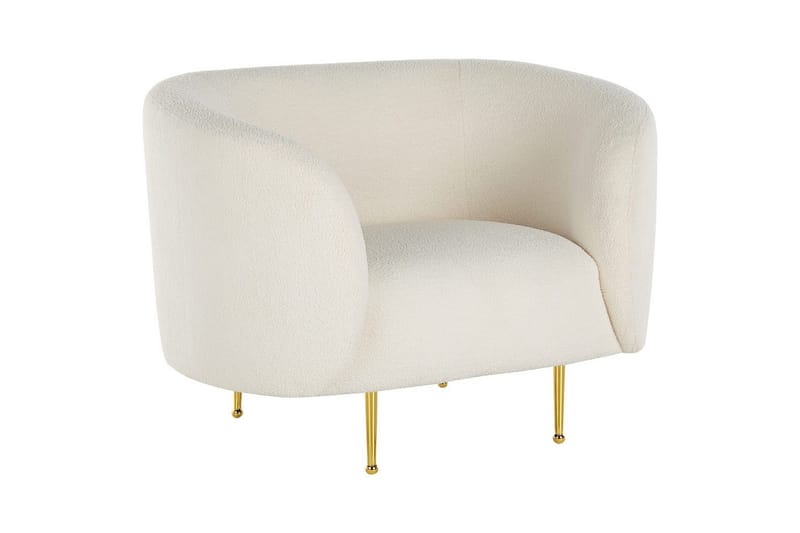 Nojatuoli Loen - Valkoinen, kulta/Bouclé, Valkoinen, kulta/bouclé - Huonekalut - Tuoli & nojatuoli - Nojatuoli & lepotuoli