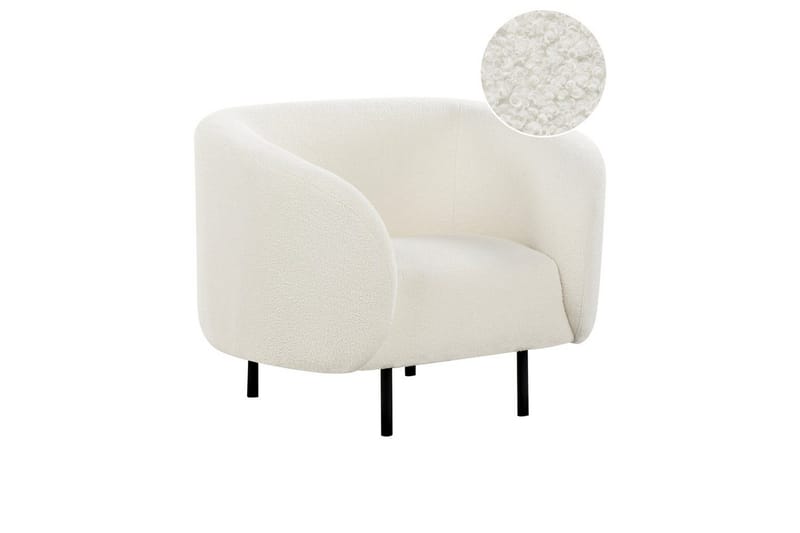 Nojatuoli Loen - Valkoinen, Musta/Bouclé - Huonekalut - Tuoli & nojatuoli - Nojatuoli & lepotuoli