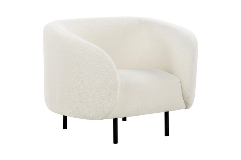 Nojatuoli Loen - Valkoinen, Musta/Bouclé - Huonekalut - Tuoli & nojatuoli - Nojatuoli & lepotuoli