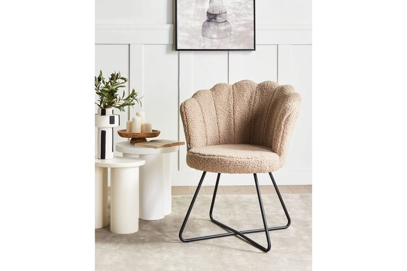 Nojatuoli Lovelock - Beige, musta/Bouclé - Huonekalut - Tuoli & nojatuoli - Nojatuoli & lepotuoli
