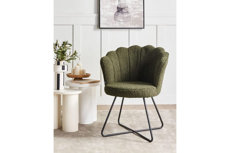 Nojatuoli Lovelock - Tummanvihreä, musta/bouclé, Tummanvihreä, musta/Bouclé - Huonekalut - Tuoli & nojatuoli - Nojatuoli & lepotuoli