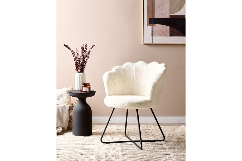 Nojatuoli Lovelock - Valkoinen, musta/Bouclé-kangas, Valkoinen, Musta/Bouclé - Huonekalut - Tuoli & nojatuoli - Nojatuoli & lepotuoli