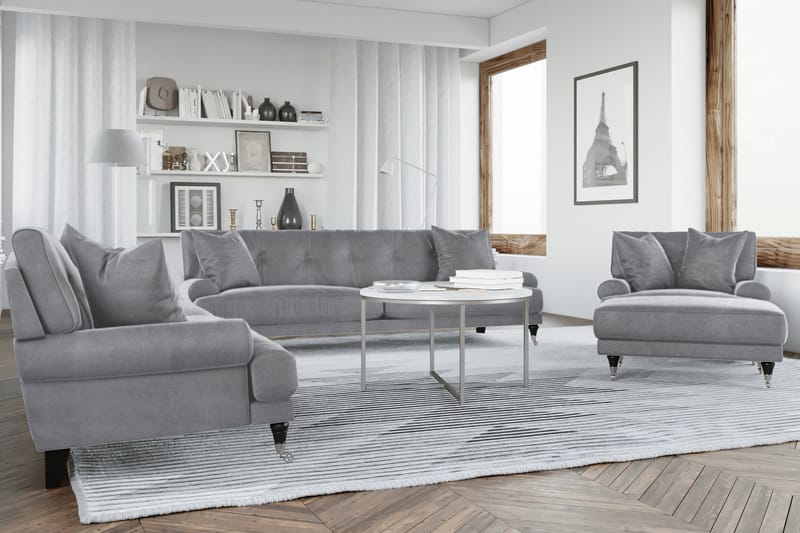 Loveseat Webber Sametti - Hopeanharmaa Kromi - Huonekalut - Tuoli & nojatuoli - Nojatuoli & lepotuoli - Samettinojatuoli
