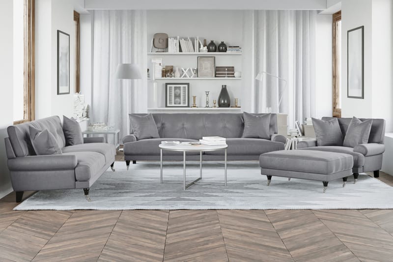 Loveseat Webber Sametti - Hopeanharmaa Kromi - Huonekalut - Tuoli & nojatuoli - Nojatuoli & lepotuoli - Samettinojatuoli