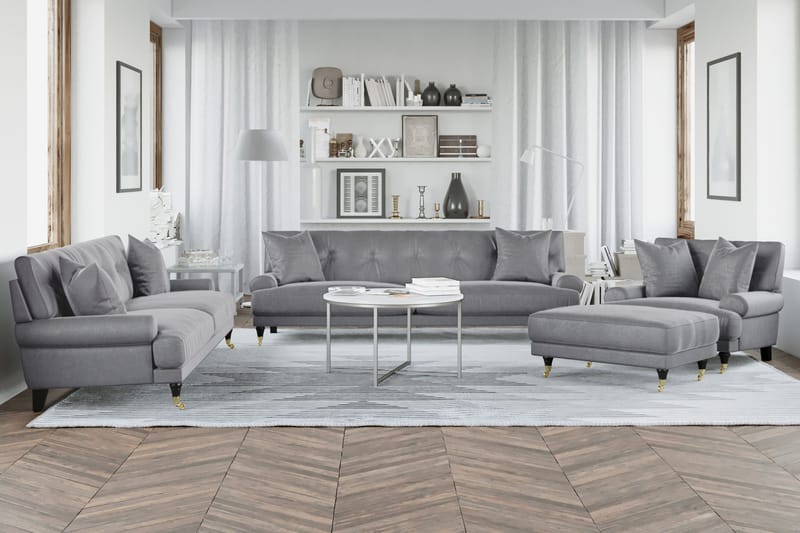 Loveseat Webber Sametti - Hopeanharmaa Messinki - Huonekalut - Tuoli & nojatuoli - Nojatuoli & lepotuoli - Samettinojatuoli