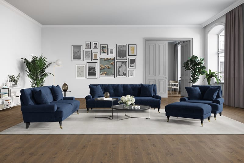 Loveseat Webber Sametti - Yönsininen Messinki - Huonekalut - Tuoli & nojatuoli - Nojatuoli & lepotuoli