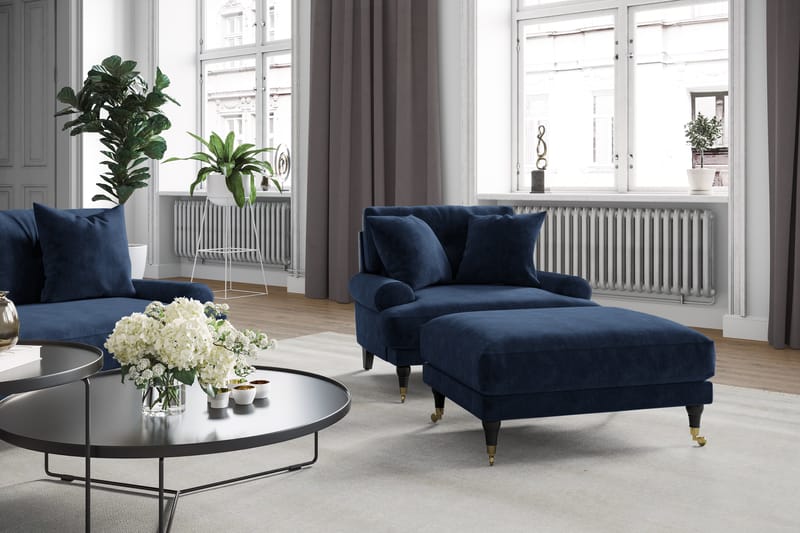 Loveseat Webber Sametti - Yönsininen Messinki - Huonekalut - Tuoli & nojatuoli - Nojatuoli & lepotuoli