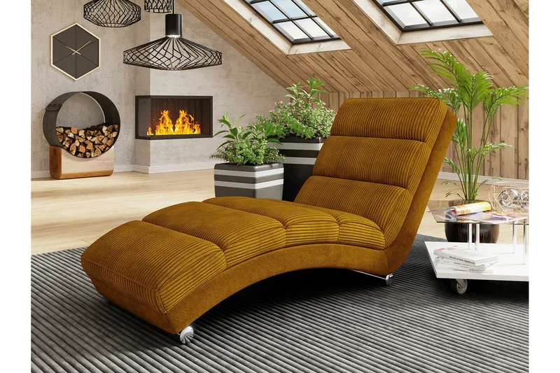 Kintore Liggfåtölj 62 cm 84x NO_BRAND Dark yellow - Huonekalut - Tuoli & nojatuoli - Nojatuoli & lepotuoli - Makuutuoli & divaanituoli