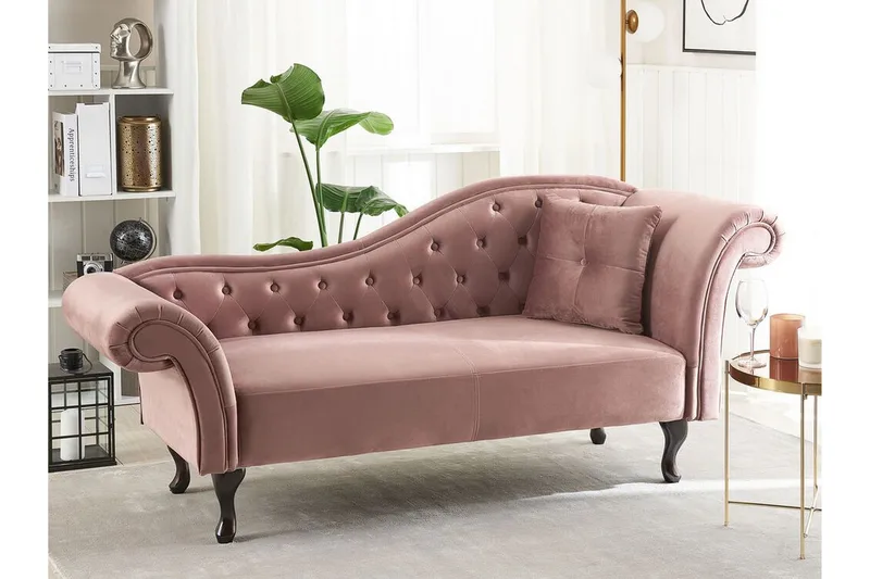 Leposohva Estanove Oikea - Sametti / vaaleanpunainen - Huonekalut - Sohva - Sohvasängyt