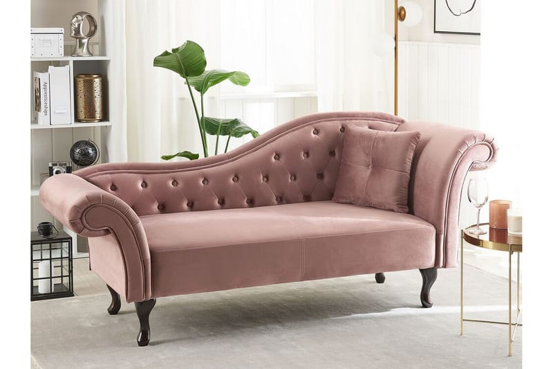 Leposohva Estanove Oikea - Sametti / vaaleanpunainen - Huonekalut - Sohva - Sohvasängyt