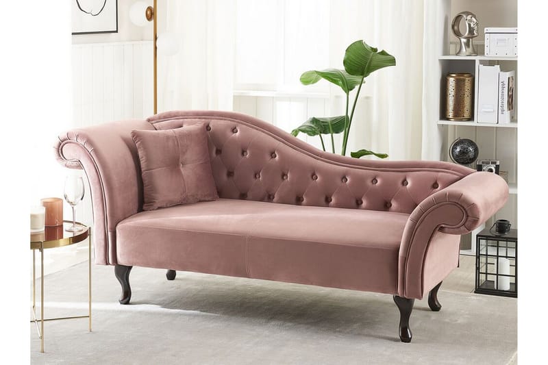 Leposohva Estanove Vasen - Sametti / vaaleanpunainen - Huonekalut - Sohva - Sohvasängyt