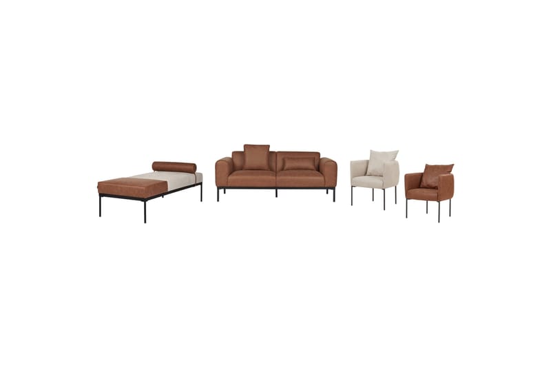 Naklund Lepotuoli 172 cm - Ruskea/Beige/Musta - Huonekalut - Sohva - Sohvasängyt