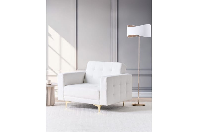 Nojatuoli Aberdeen - Valkoinen, kulta - Huonekalut - Tuoli & nojatuoli - Nojatuoli & lepotuoli