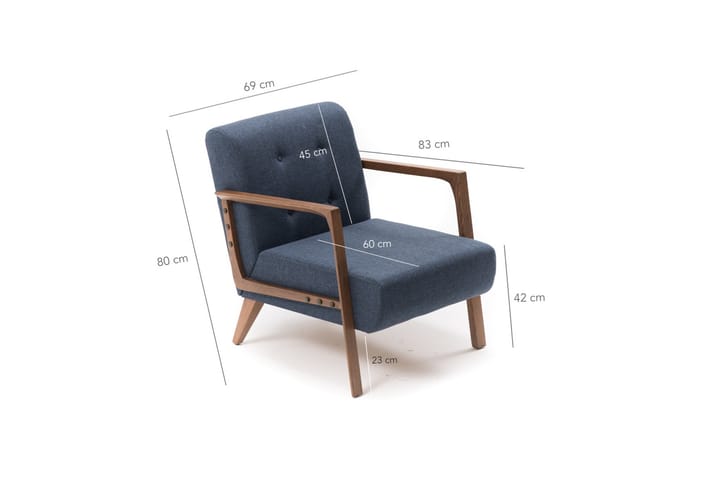 Nojatuoli Borruso k�äsinojilla - Sininen - Nojatuoli & lepotuoli