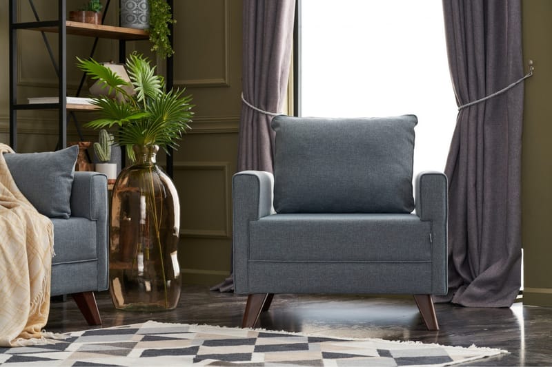 Nojatuoli BuPyöreäi - Sininen/Luonnonväri - Huonekalut - Tuoli & nojatuoli - Nojatuoli & lepotuoli