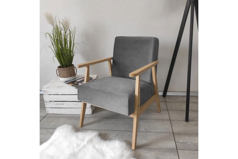 Nojatuoli Cali - Sametti/Harmaa - Huonekalut - Tuoli & nojatuoli - Nojatuoli & lepotuoli - Samettinojatuoli