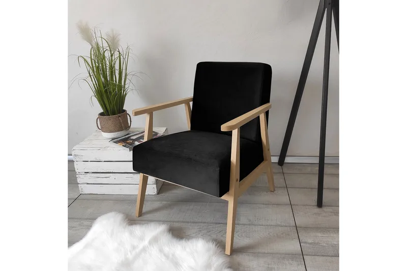 Nojatuoli Cali - Sametti/Musta - Huonekalut - Tuoli & nojatuoli - Nojatuoli & lepotuoli - Samettinojatuoli