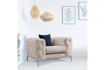 Nojatuoli Canunda - Beige - Huonekalut - Tuoli & nojatuoli - Nojatuoli & lepotuoli - Chesterfield-nojatuolit