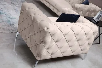 Nojatuoli Canunda - Beige - Huonekalut - Tuoli & nojatuoli - Nojatuoli & lepotuoli - Chesterfield-nojatuolit