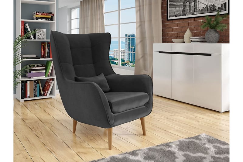 Nojatuoli - Harmaa - Huonekalut - Tuoli & nojatuoli - Nojatuoli & lepotuoli - Samettinojatuoli