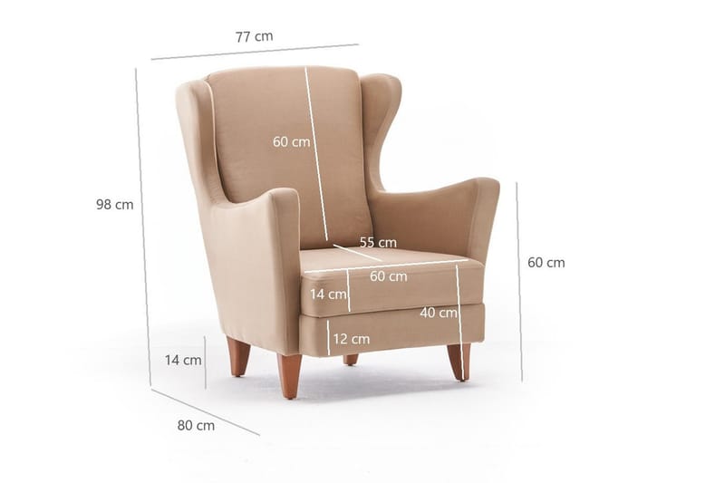 Nojatuoli Kiola - Sametti/Kermanvalk/Luonnonväri - Huonekalut - Tuoli & nojatuoli - Nojatuoli & lepotuoli - Samettinojatuoli