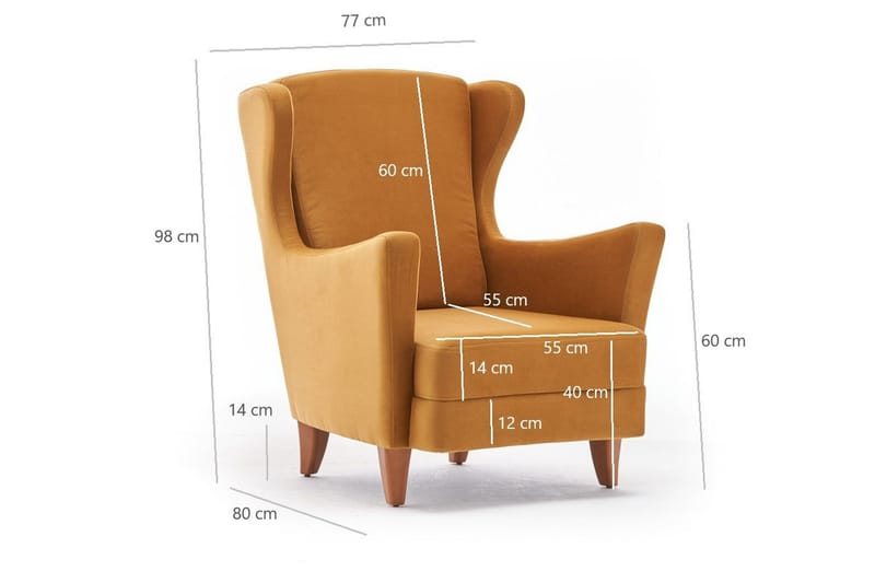 Nojatuoli Kiola - Sametti/Kulta/Luonnonväri - Huonekalut - Tuoli & nojatuoli - Nojatuoli & lepotuoli - Samettinojatuoli