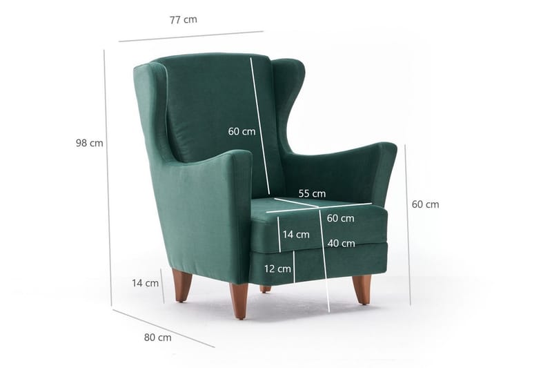 Nojatuoli Kiola - Sametti/Vihreä/Luonnonväri - Huonekalut - Tuoli & nojatuoli - Nojatuoli & lepotuoli - Samettinojatuoli