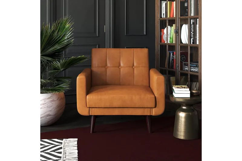 Nojatuoli Nola Keinonahka/Vaaleanruskea - Dorel Home - Huonekalut - Tuoli & nojatuoli - Nojatuoli & lepotuoli - Nahkainen nojatuoli