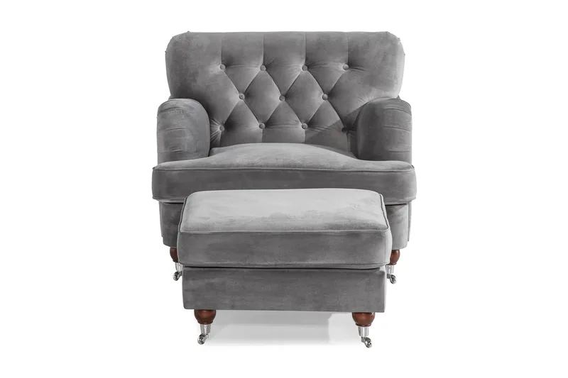 Nojatuoli jalkarahilla New Castle - Hopeanharmaa - Huonekalut - Tuoli & nojatuoli - Nojatuoli & lepotuoli - Howard-nojatuolit