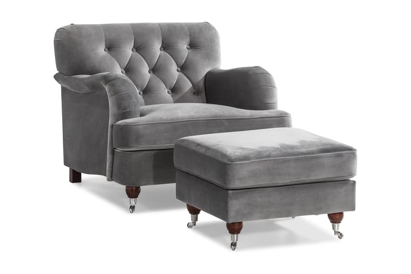 Nojatuoli jalkarahilla New Castle, Hopeanharmaa