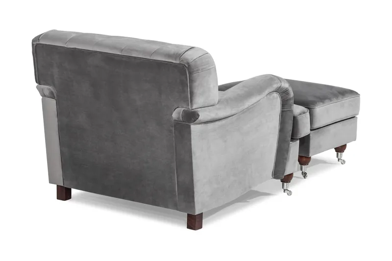 Nojatuoli jalkarahilla New Castle - Hopeanharmaa - Huonekalut - Tuoli & nojatuoli - Nojatuoli & lepotuoli - Howard-nojatuolit