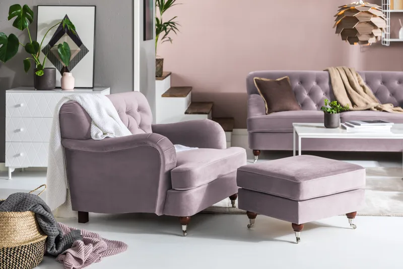 Nojatuoli jalkarahilla New Castle - Liila - Huonekalut - Tuoli & nojatuoli - Nojatuoli & lepotuoli - Howard-nojatuolit