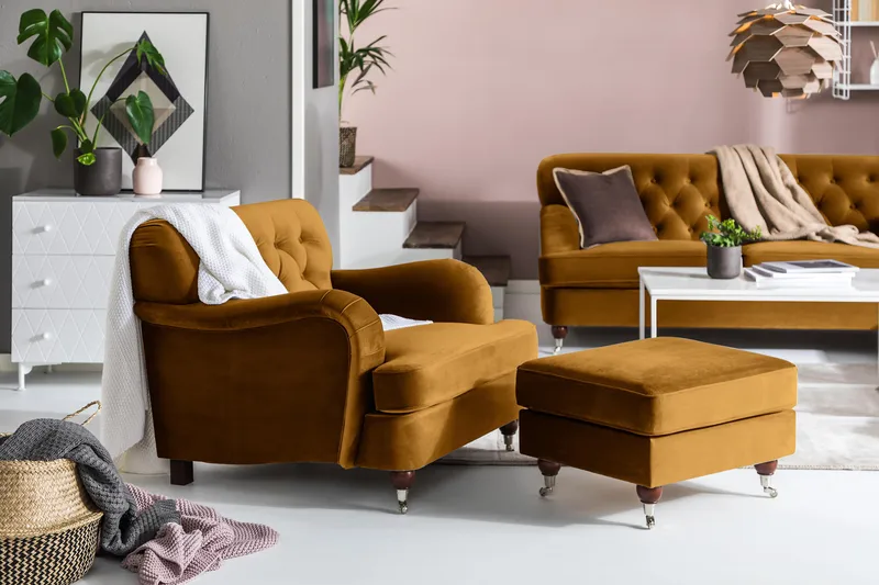 Nojatuoli jalkarahilla New Castle - Meripihka - Huonekalut - Tuoli & nojatuoli - Nojatuoli & lepotuoli - Howard-nojatuolit