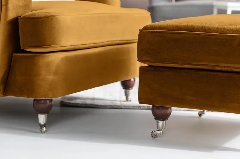 Nojatuoli jalkarahilla New Castle - Meripihka - Huonekalut - Tuoli & nojatuoli - Nojatuoli & lepotuoli - Howard-nojatuolit