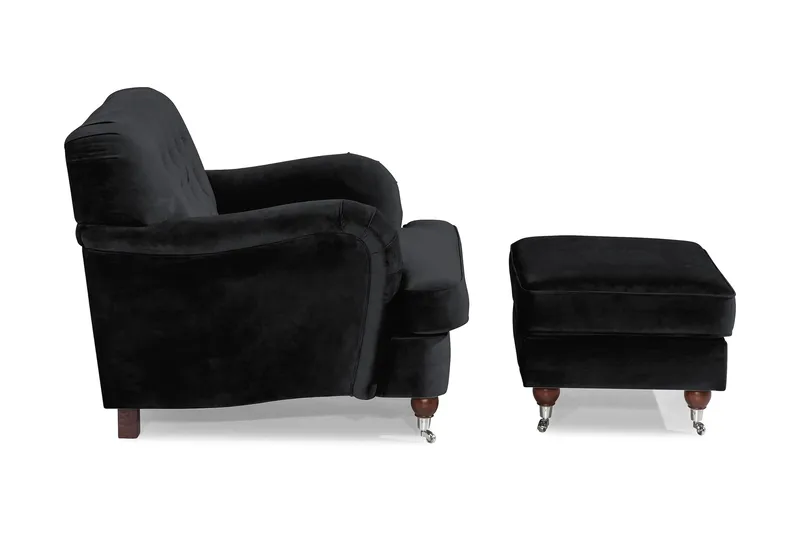 Nojatuoli jalkarahilla New Castle - Musta - Huonekalut - Tuoli & nojatuoli - Nojatuoli & lepotuoli - Howard-nojatuolit