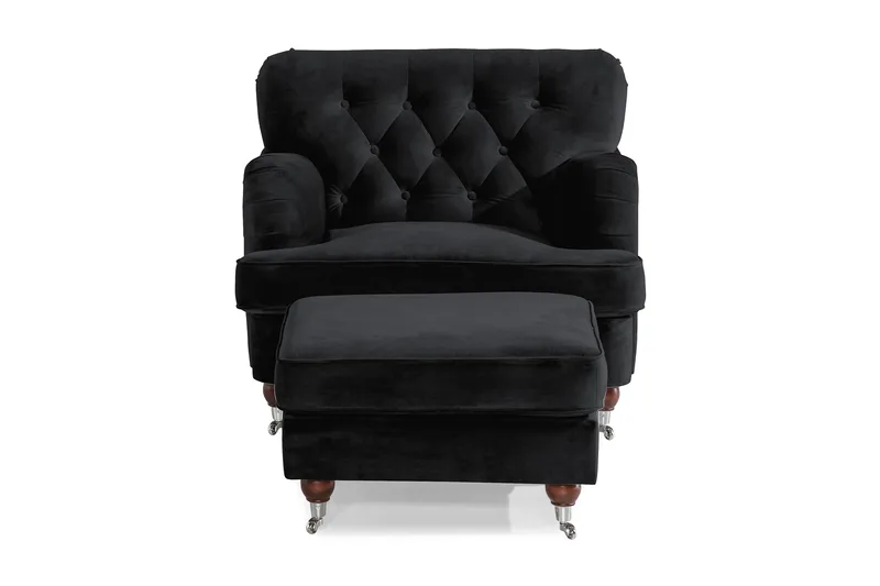 Nojatuoli jalkarahilla New Castle - Musta - Huonekalut - Tuoli & nojatuoli - Nojatuoli & lepotuoli - Howard-nojatuolit