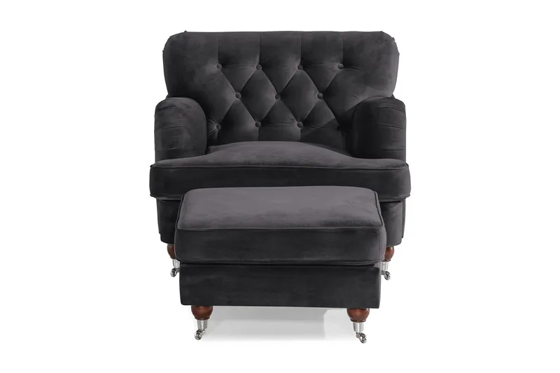 Nojatuoli jalkarahilla New Castle - Tummanharmaa - Huonekalut - Tuoli & nojatuoli - Nojatuoli & lepotuoli - Howard-nojatuolit