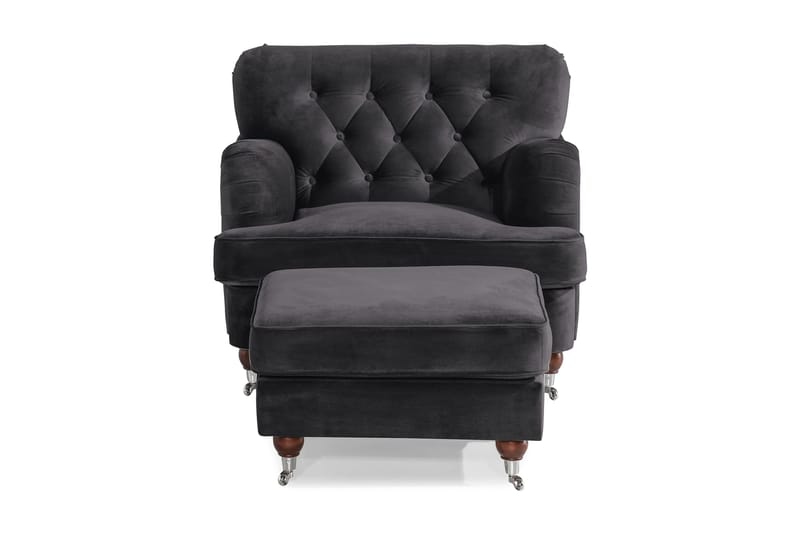 Nojatuoli jalkarahilla New Castle - Tummanharmaa - Huonekalut - Tuoli & nojatuoli - Nojatuoli & lepotuoli - Howard-nojatuolit