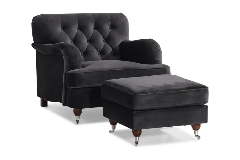 Nojatuoli jalkarahilla New Castle - Tummanharmaa - Huonekalut - Tuoli & nojatuoli - Nojatuoli & lepotuoli - Howard-nojatuolit