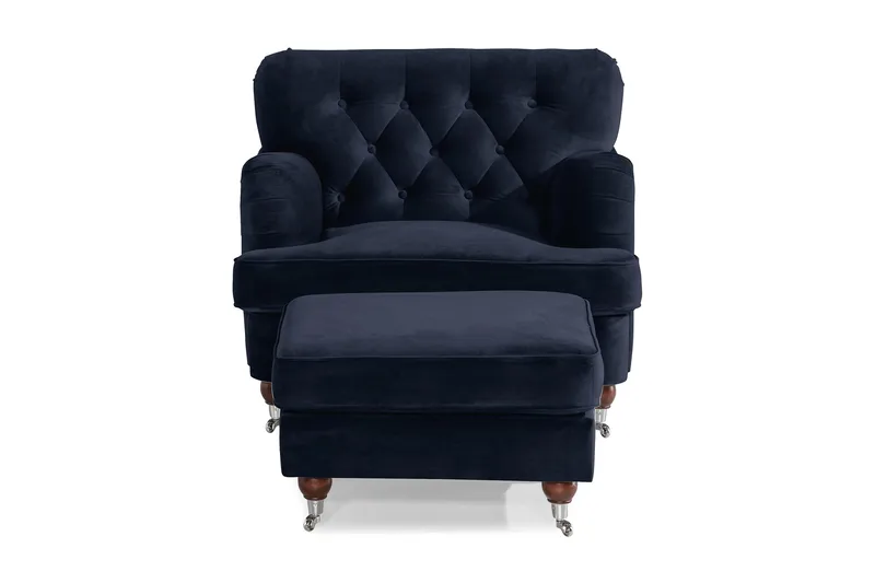 Nojatuoli jalkarahilla New Castle - Yönsininen - Huonekalut - Tuoli & nojatuoli - Nojatuoli & lepotuoli - Howard-nojatuolit