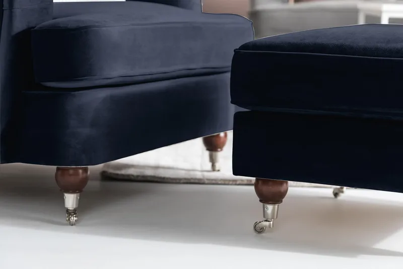 Nojatuoli jalkarahilla New Castle - Yönsininen - Huonekalut - Tuoli & nojatuoli - Nojatuoli & lepotuoli - Howard-nojatuolit