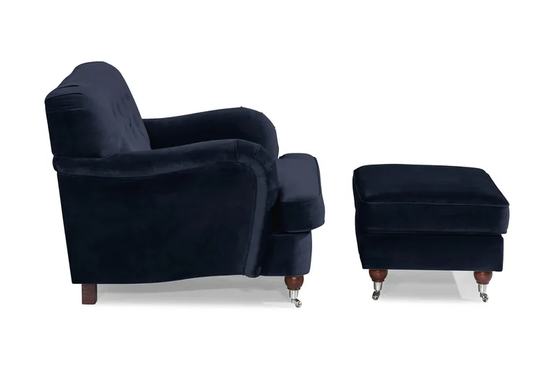 Nojatuoli jalkarahilla New Castle - Yönsininen - Huonekalut - Tuoli & nojatuoli - Nojatuoli & lepotuoli - Howard-nojatuolit