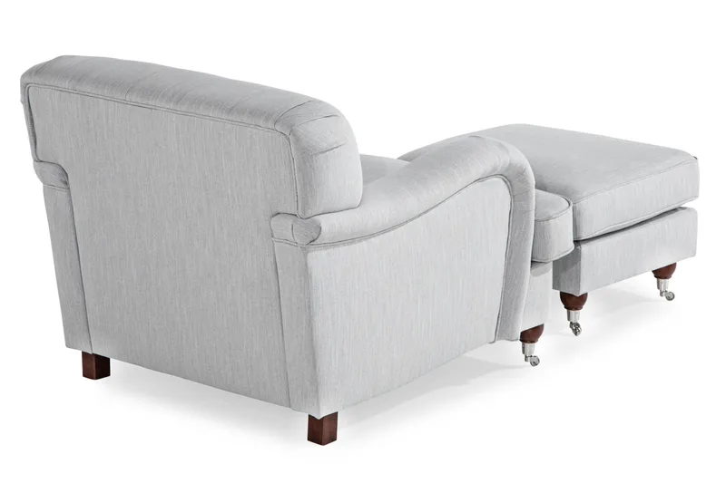 Nojatuoli jalkarahilla New Castle - Pellavanharmaa - Huonekalut - Tuoli & nojatuoli - Nojatuoli & lepotuoli - Howard-nojatuolit