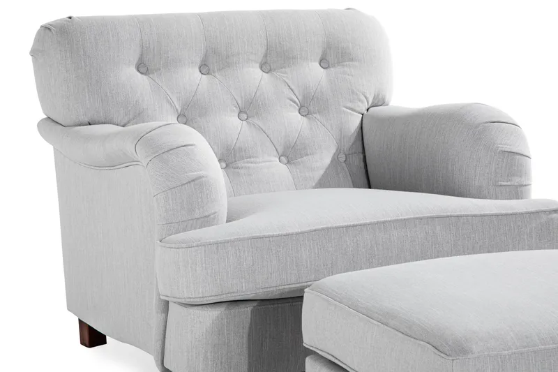 Nojatuoli jalkarahilla New Castle - Pellavanharmaa - Huonekalut - Tuoli & nojatuoli - Nojatuoli & lepotuoli - Howard-nojatuolit