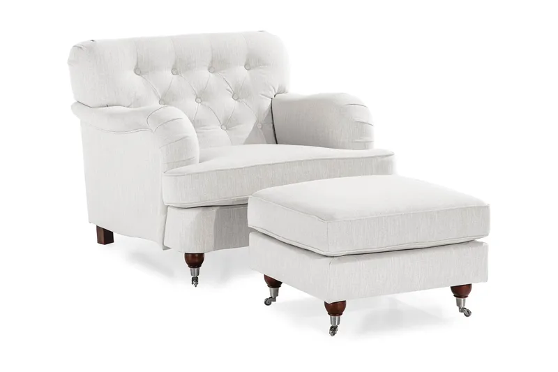 Nojatuoli jalkarahilla New Castle, Pellavanbeige